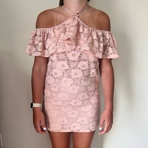 BB Dakota pink flowery lace dress